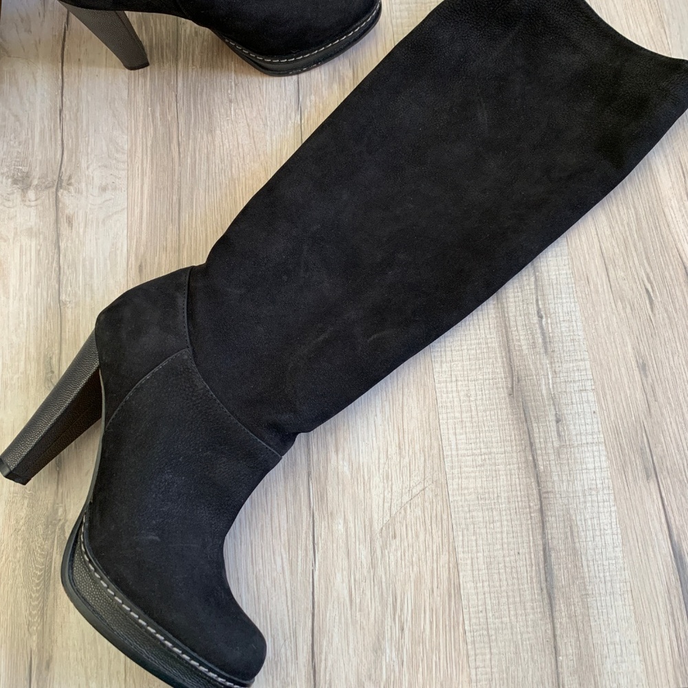 Cole Haan Nola Slouch Black Nubuck Platform Boots - Picture 7 of 7